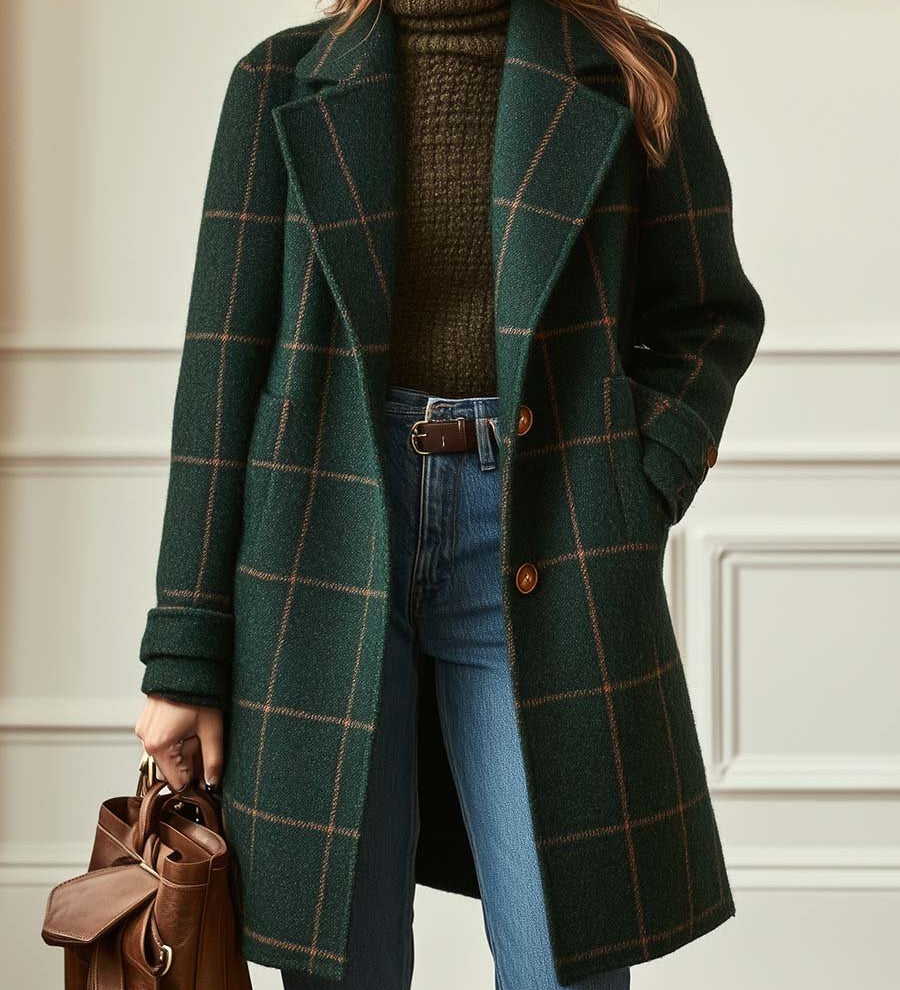 Aida | Klasyczny płaszcz w kratę z tweedu